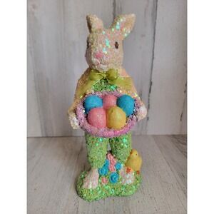 Easter sequin bunny rabbit egg basket holder unique home decor figure spring